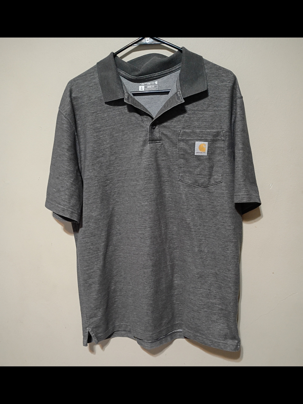 Carhartt Men's Gray Short-Sleeve Polo with Pocket